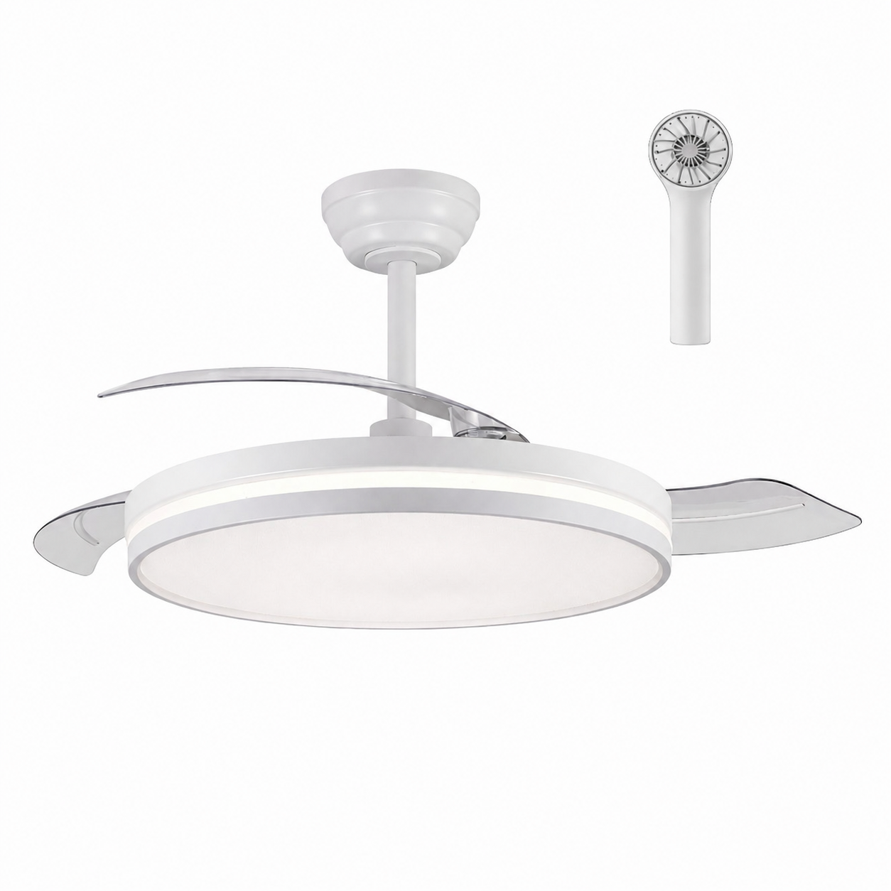 Pack Ventilador de techo REGAL motor DC 6 velocidades y brisa, Tecnología Led muy eficiente 48W y 5040 lumenes sistema CCT, Control remoto con temporizador, luz REGULABLE en color e intensidad, MEMORIA motor verano/invierno Ultra silencioso.