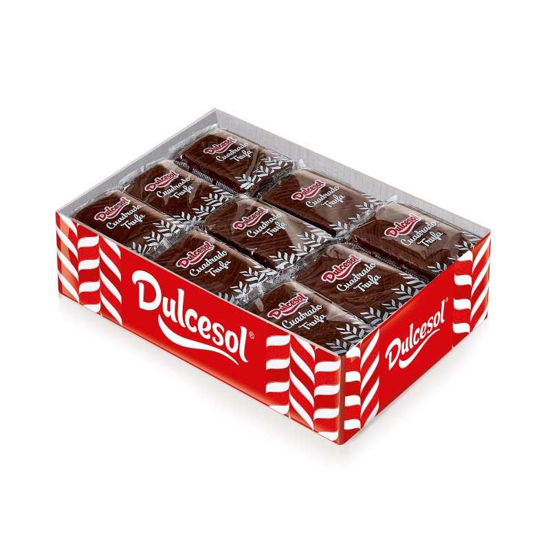 Cuadrados de Trufa y Chocolate Dulcesol - 36 Unidades - Envueltos Individualmente - Bizcocho Relleno de Trufa - Caja 2,7 kg