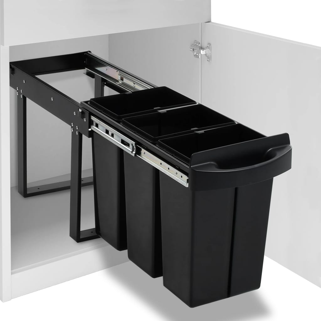 vidaXL Cubo de Basura Extraíble en Armario de Cocina Cierre Suave Papelera Dimensiones 48 x 34.3 x 35.1 cm/ 48 L, 51.8 x 26 x 41.3 cm/ 36 L