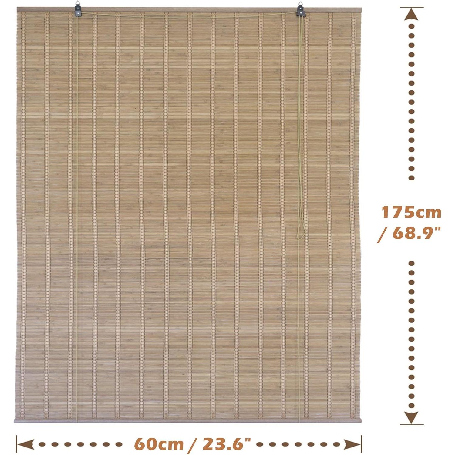 MEJORADA Estor de Bambú Enrollable para Ventana y Puerta, Cortina Persiana de Madera Incluye Accesorios (DIMENSIONES ANCHO X LARGO)