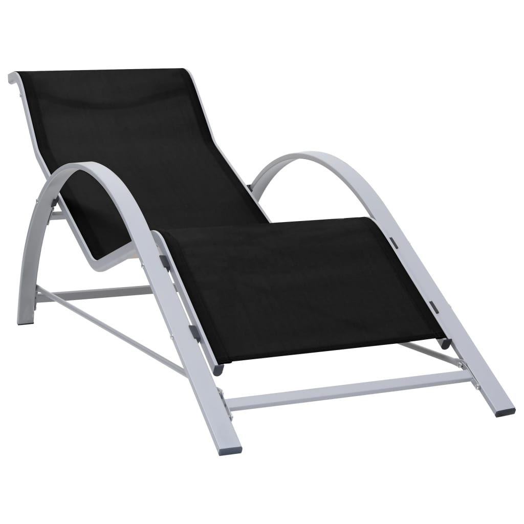 Vidaxl Tumbona Textilene y Aluminio Negro Estable Ideal para Jardín Playa Piscina Terraza