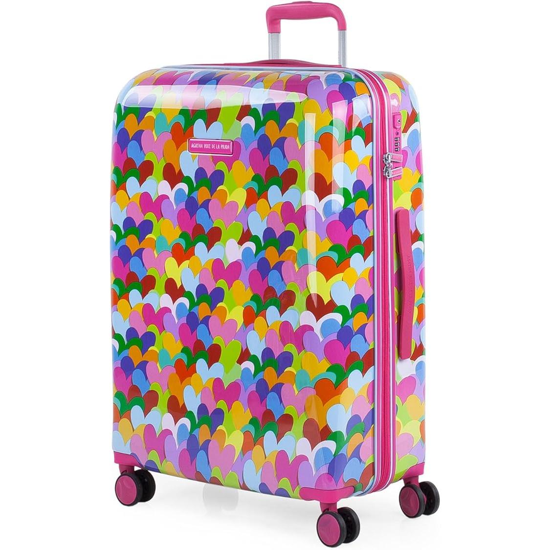 Agatha Ruiz de la Prada – Maleta Mediana Rígida de Policarbonato – Ruedas 360° – Ultraligera con Candado de Combinación