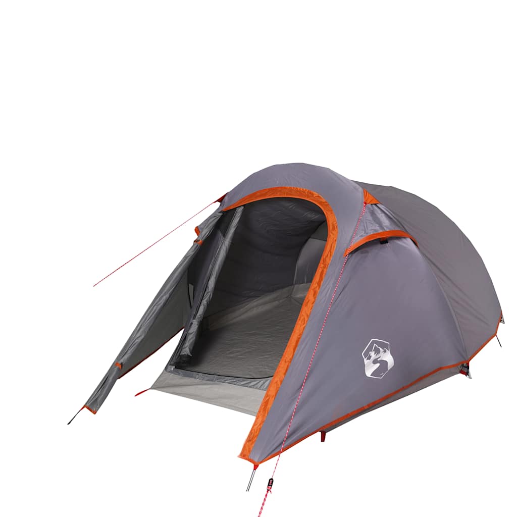 vidaXL Tienda de camping con túnel 3 personas impermeable Color Blanco opaco,  Gris y naranja,  Azul y mas