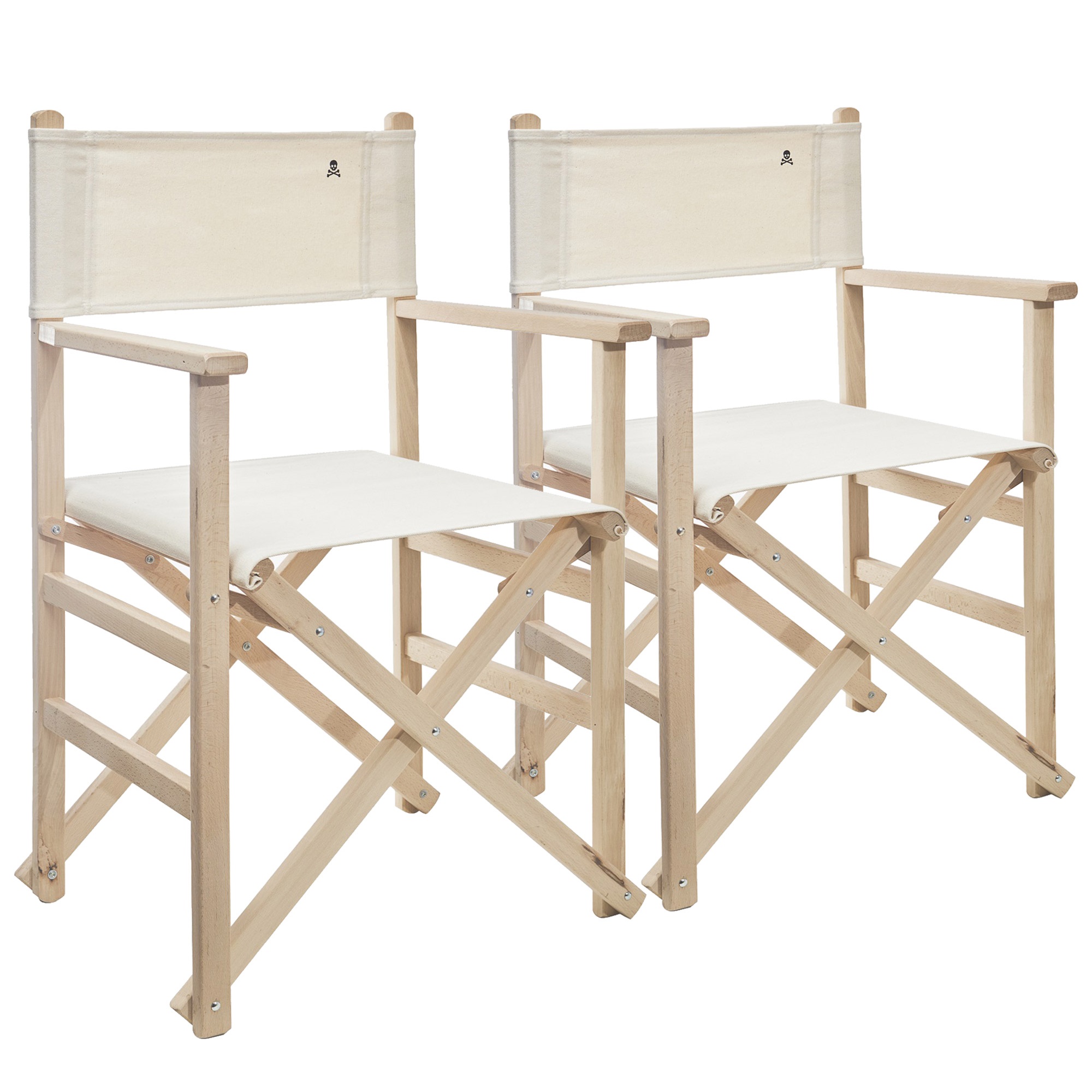 Scalpers Home Set de 2 Sillones Director Plegables en Madera de Haya de Primera Calidad - Sin Barniz - Color Piedra