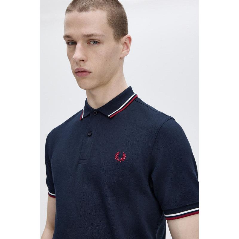 Fred Perry Polo M3600 Navy / Snow White / Burnt Red