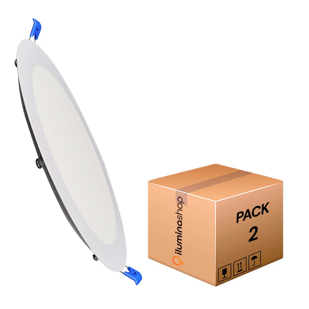 IluminaShop - Downlight Panel LED Circular II 20W 2000LM (Pack 2 Unidades) - Temperatura de Color Blanco Frío 6000K