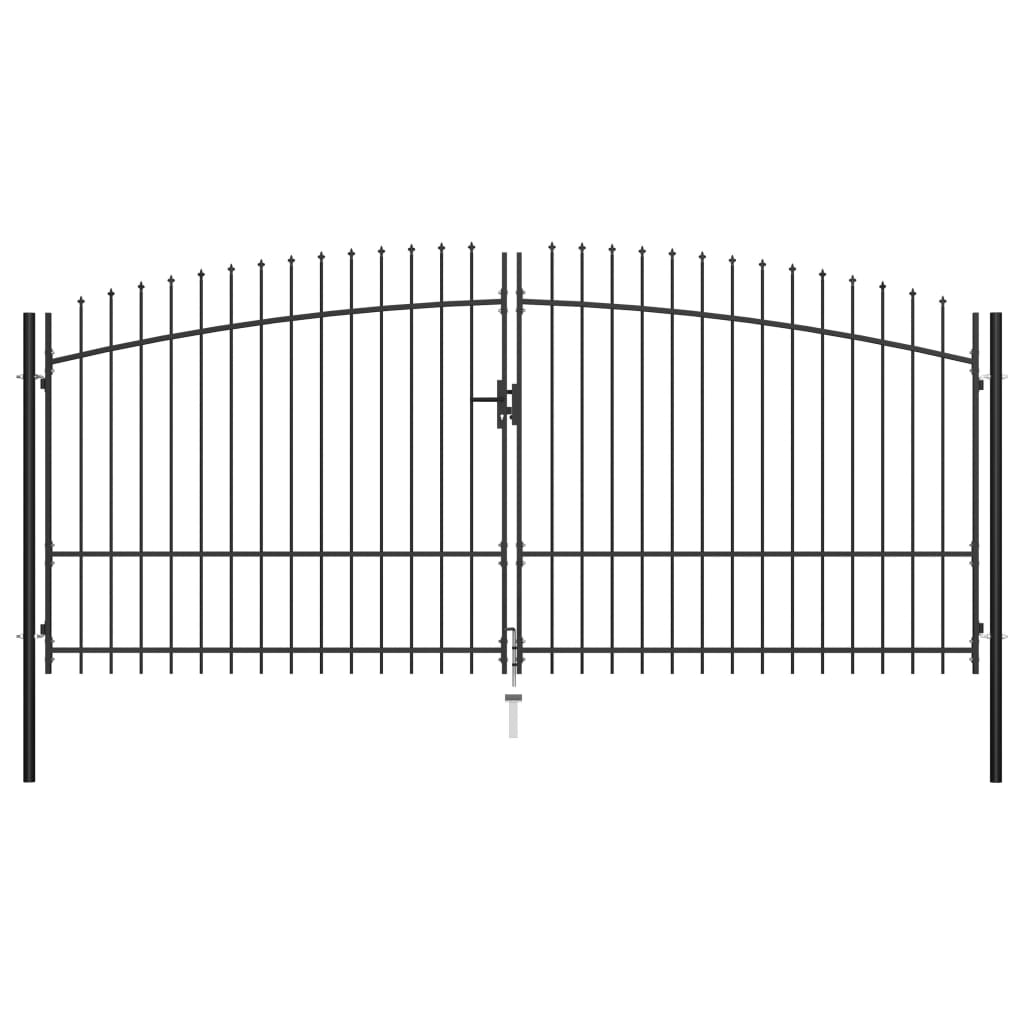 vidaXL Puerta Doble para Valla con Puntas de Lanza de Cerca Jardín Dimensiones 400 x 175 cm,  400 x 200 cm,  400 x 225 cm y mas