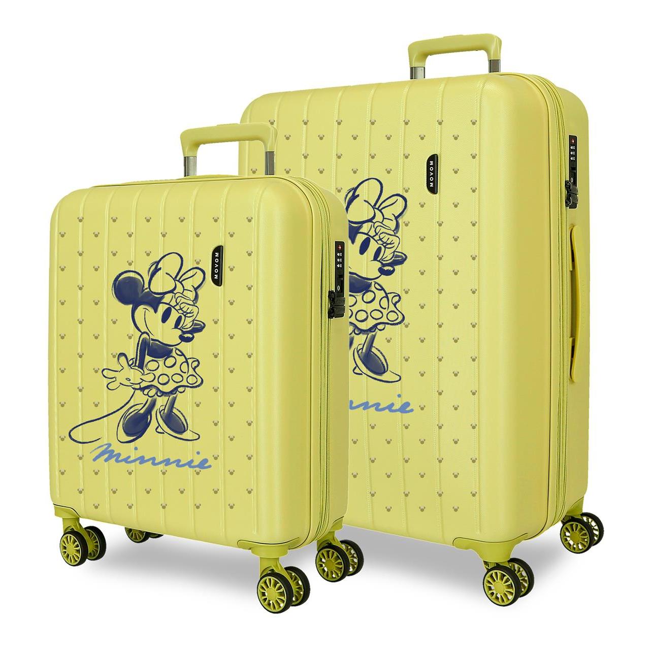 Juego de Maletas Disney Mickey y Minnie Expandibles con ABS, 4 Ruedas 360°, Cierre TSA y Diseño Infantil para Viajes en Familia
