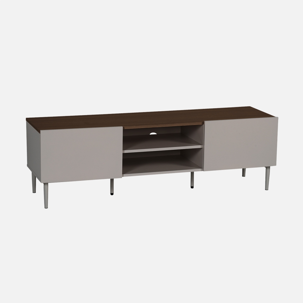 sweeek - Mueble de TV de metal y decoración de madera 2 puertas, 140cm , Ashton , 140x40x44