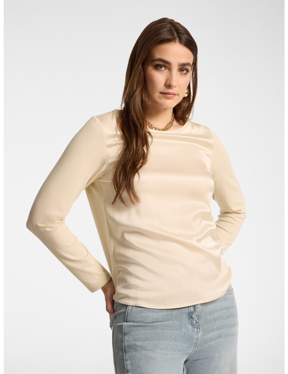 Elena Mirò - Camiseta bimatérica en viscosa