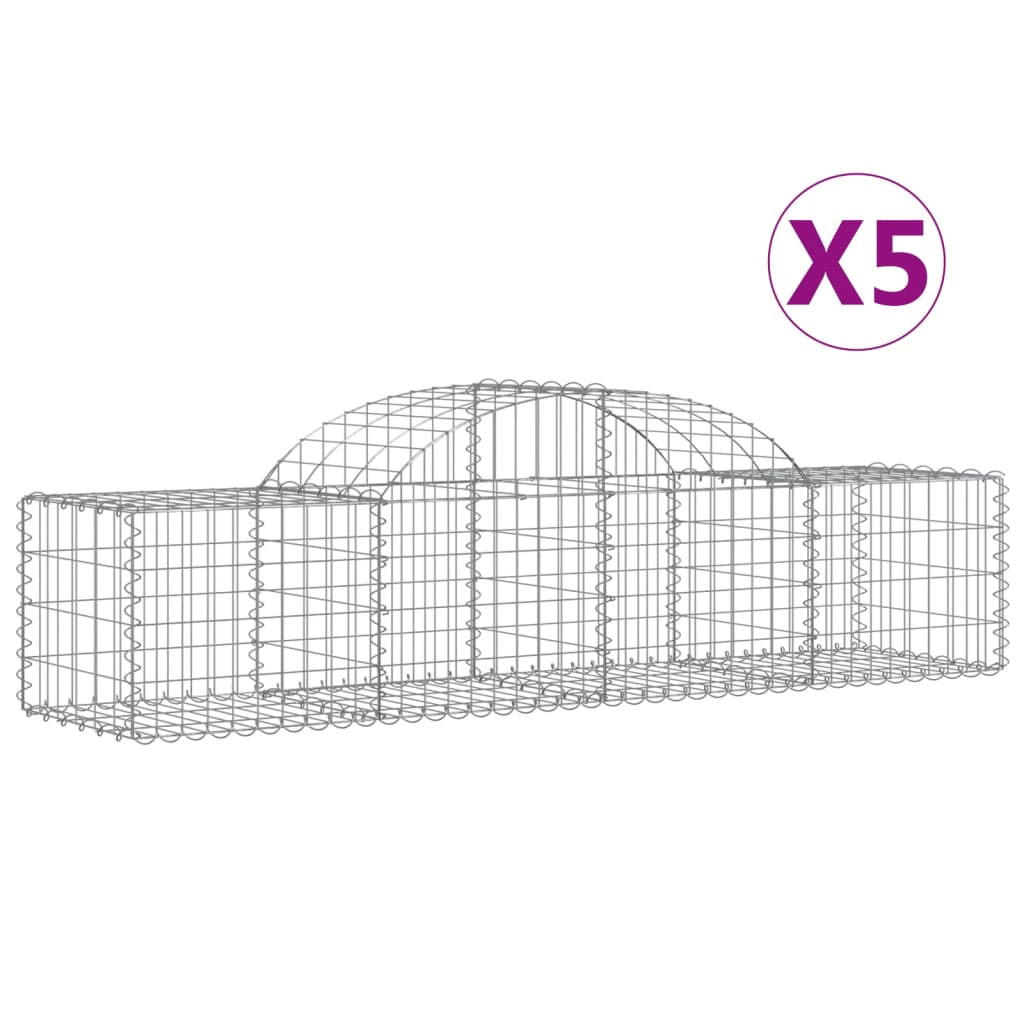 Cestas de Gaviones Forma de Arco 5 Uds Hierro 240x50x220/240 Cm Vidaxl