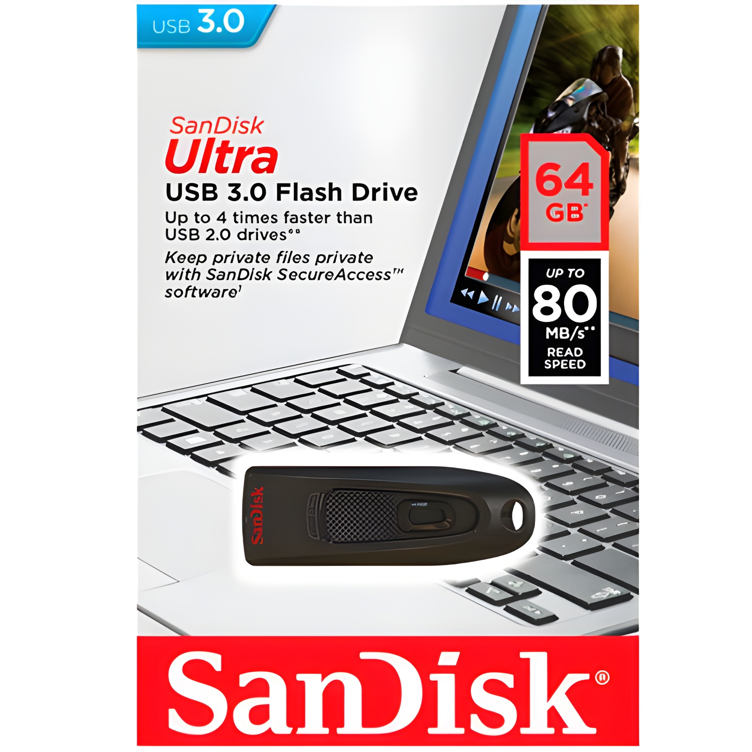 Memoria usb 64gb sandisk ultra usb 3,0 cifrado datos 128bits sdcz48-064g-u46