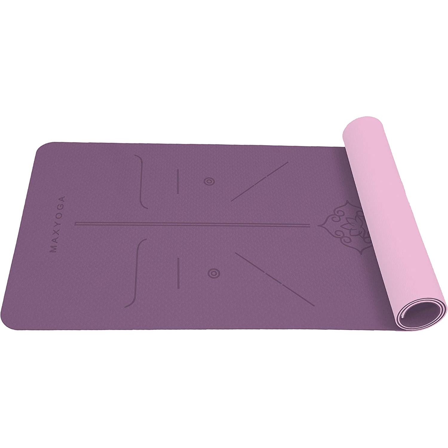 MAXYOGA® Esterilla Yoga Antideslizante con Sistema de Alineación y Material Ecológico TPE