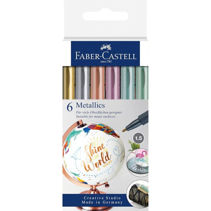 FABER ROTULADOR FABER CASTELL CREATIVE STUDIO 6 COLORES METALIZAD METALLIC 175x72x16 Cms.