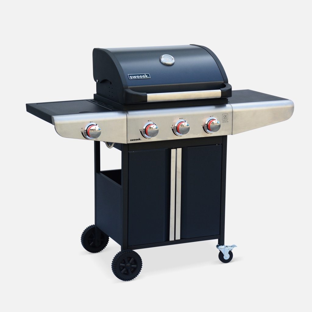 sweeek - Barbacoa de gas de 3 quemadores con 1 quemador lateral , Bazin 3 , 126x53x109