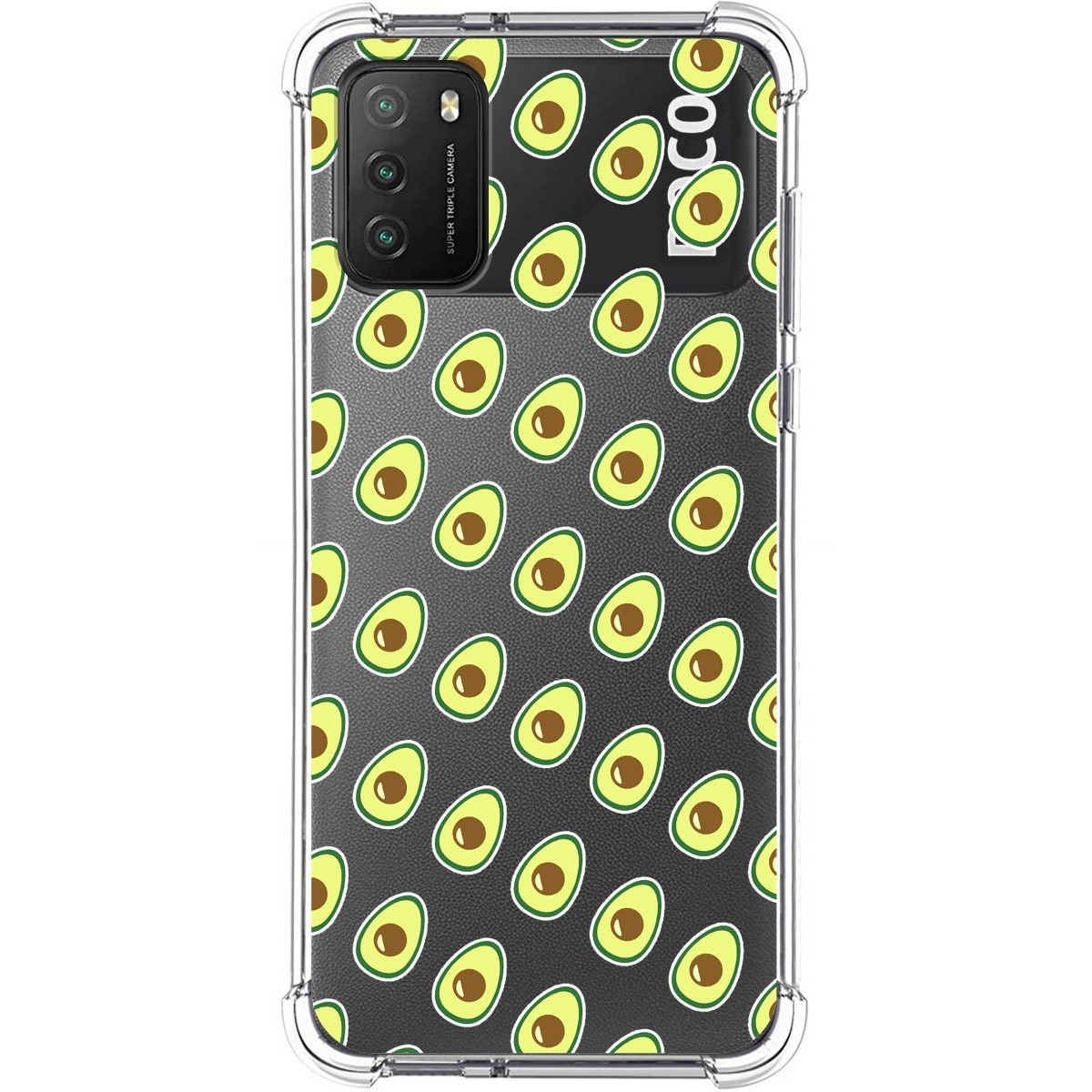 Tumundosmartphone Funda Silicona Antigolpes para Xiaomi POCO M3 / Redmi 9T diseño Aguacate Dibujos