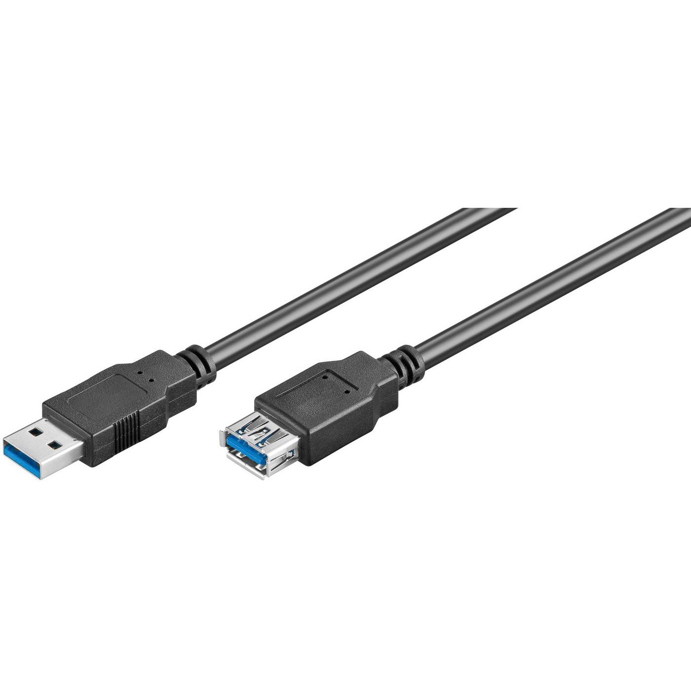 Microconnect Cable USB3.0 A-A 3m M-F Negro - Alta Velocidad de Transferencia