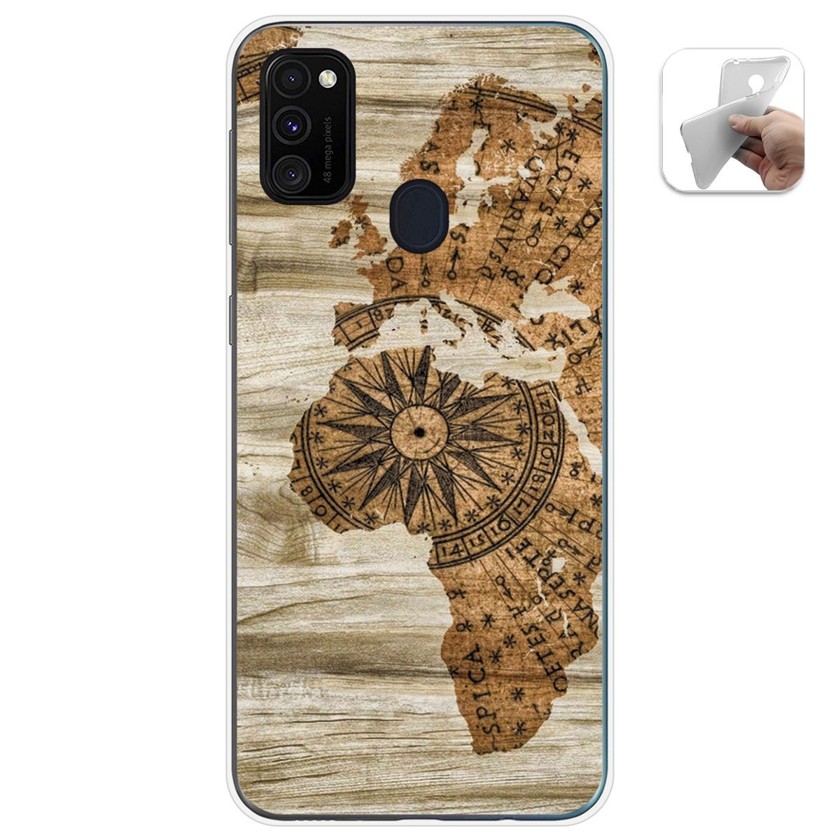 Tumundosmartphone Funda Gel Tpu para Samsung Galaxy M30s / M21 diseño Madera 07 Dibujos