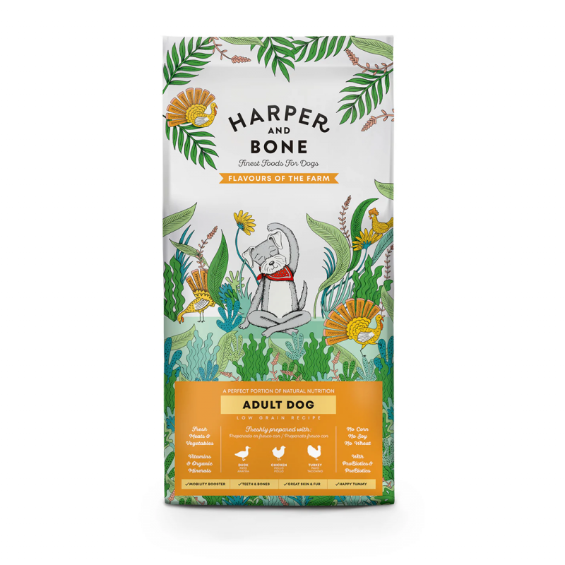 Harper And Bone Dog Adult Medium & Large Flavours Farm 18 Kg Comida Para Perros