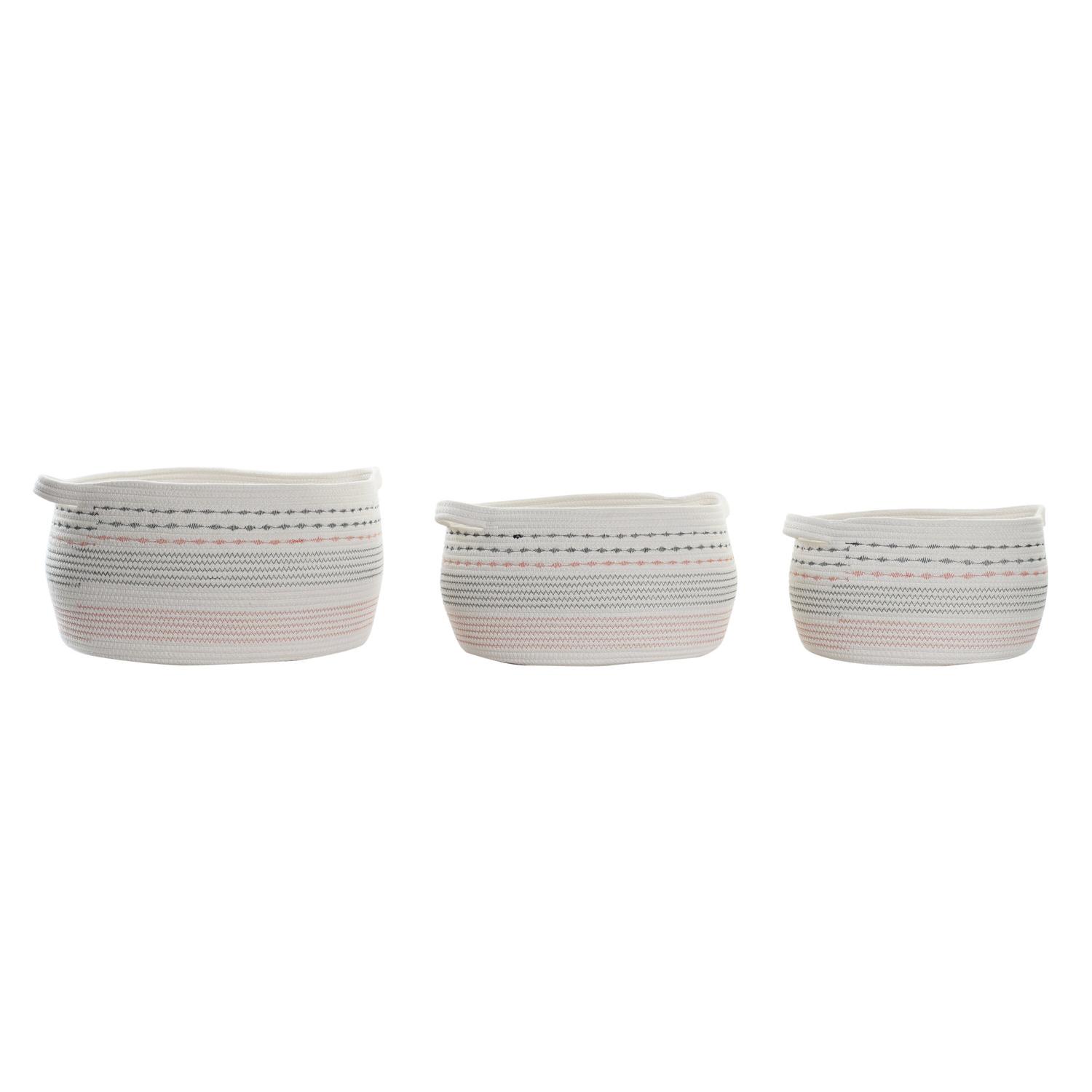 CESTA SET 3 ALGODON 52X43X25 BLANCO DC195092 - EL MEJOR COMPLEMENTO PARA TU HOGAR FIJALO