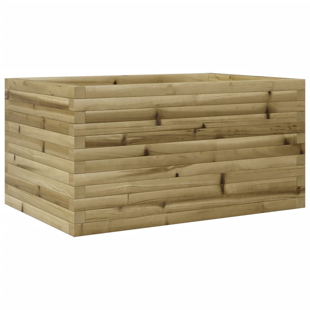 vidaXL Jardinera de madera maciza de pino 90x60x45,5 cm Color Pino natural,  Blanco,  Marrón cera y mas