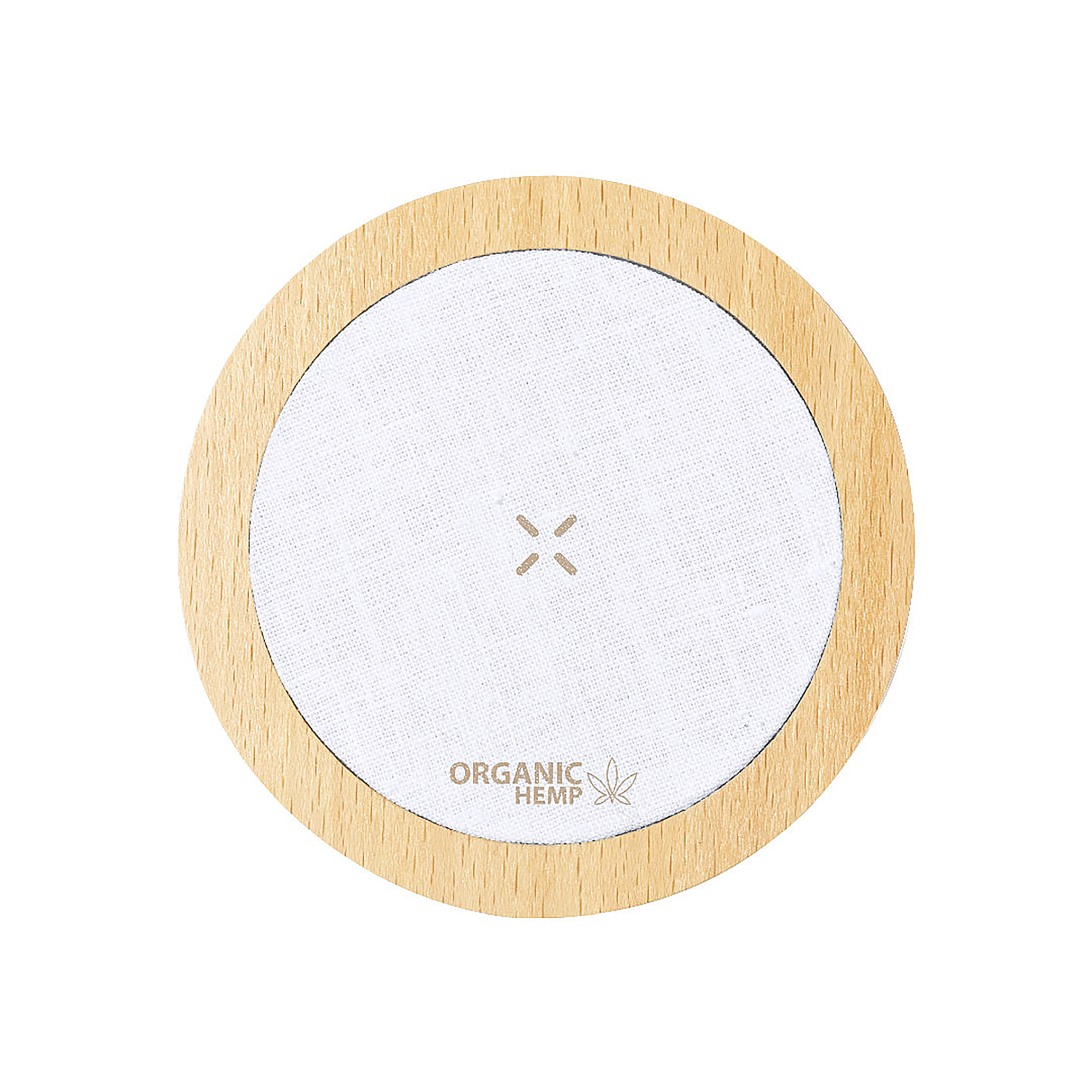 DAM. Cargador organic cáñamo y madera. Inalámbrico 15W carga rápida. 10x1x10cm.