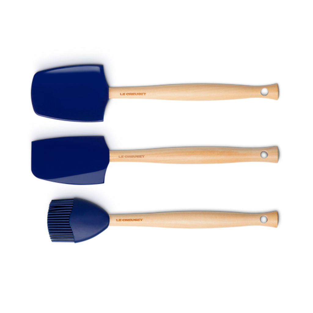 Set de 3 Utensilios Craft Le Creuset con Cabezal de Silicona, Mango de Madera y Diseño Resistente para Cocina Diaria