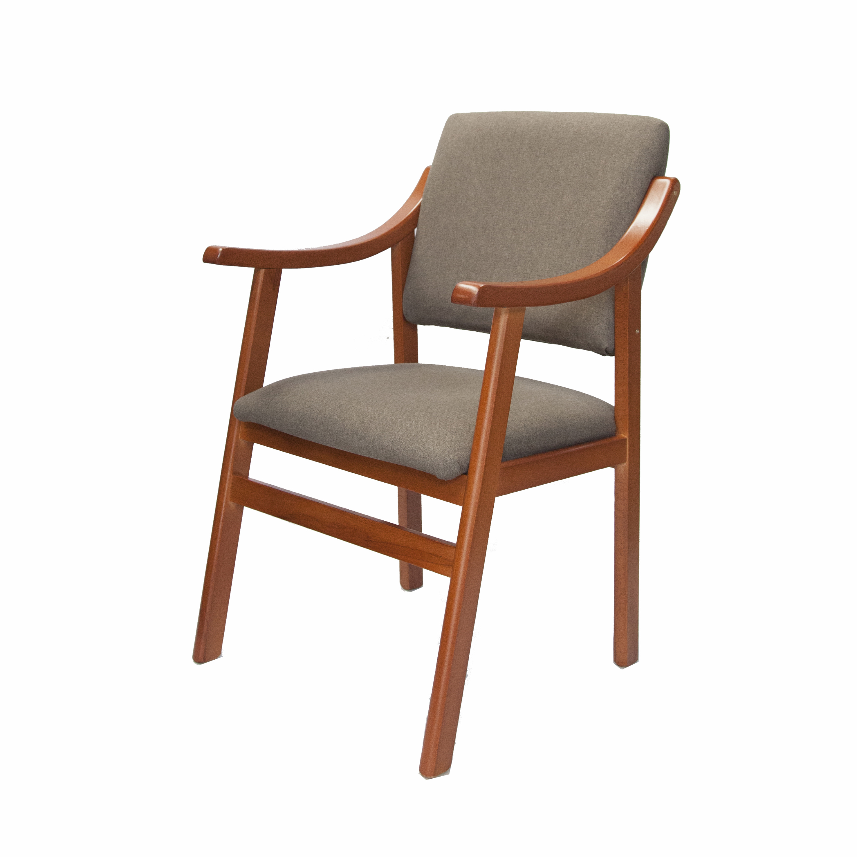 Sueña y Descansa Sillón reforzado con brazos de madera de haya en color cerezo tapizado en marrón