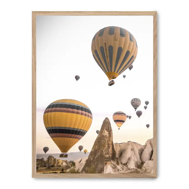 Cuadro cappadocia ii 30x40cm, Póster impreso en papel de primera calidad de 180gr, montado sobre marco de madera MDF acabado roble., Naturaleza - Desierto