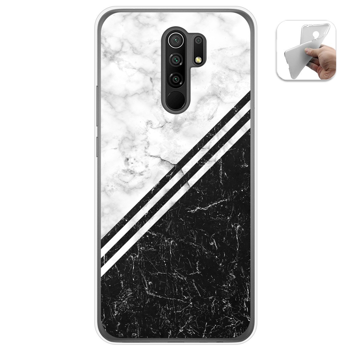 Tumundosmartphone Funda Gel Tpu para Xiaomi Redmi 9 diseño Mármol 01 Dibujos
