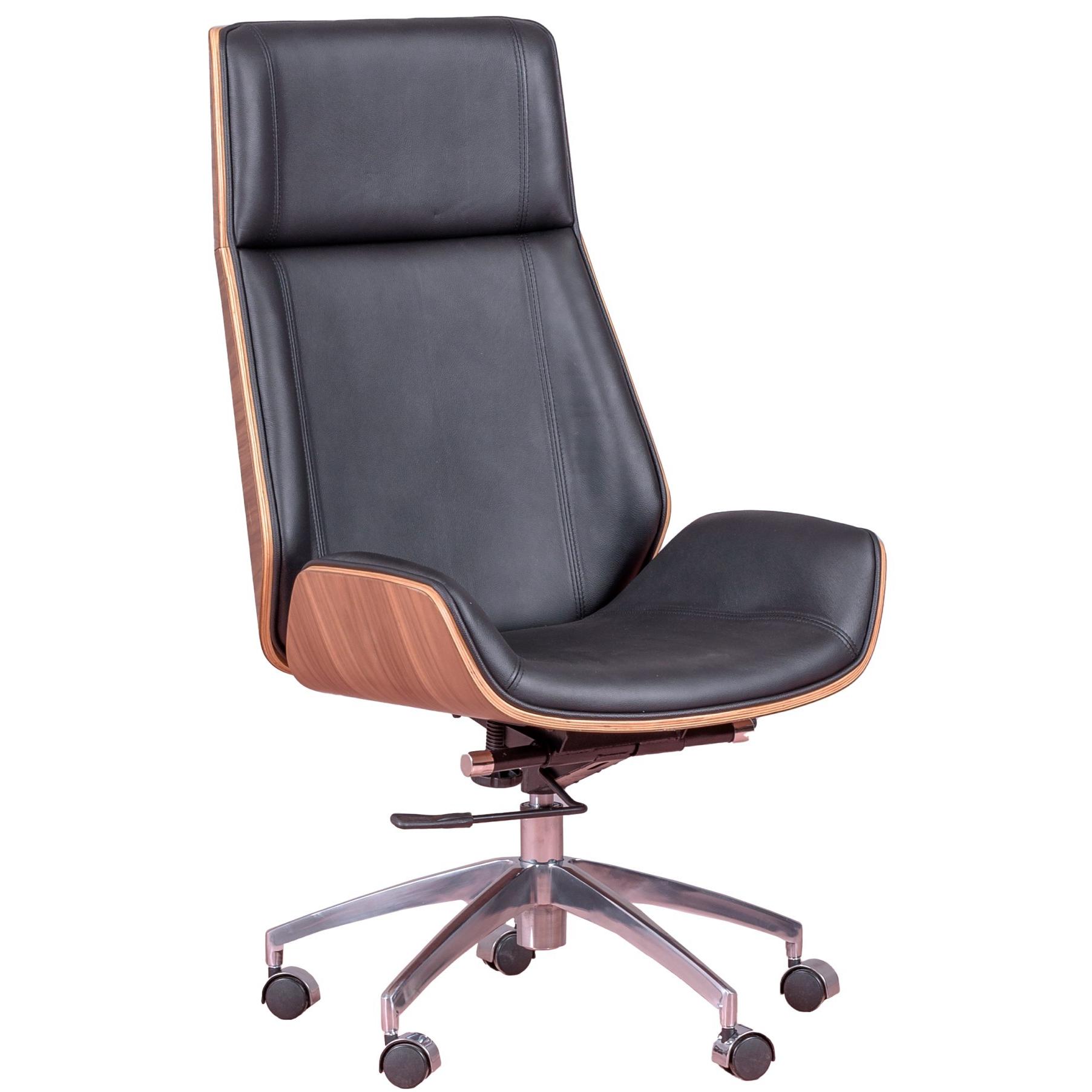 Nest Dream - Silla de oficina con madera de nogal y tapizada en piel italiana - Nordic