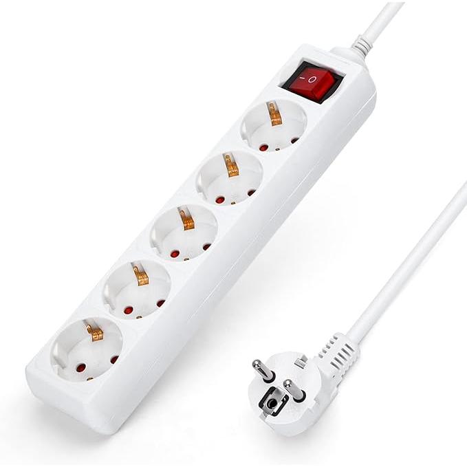 Regleta Enchufes Aigostar 16A/250V/3G/ MAX3680W - Color Blanco