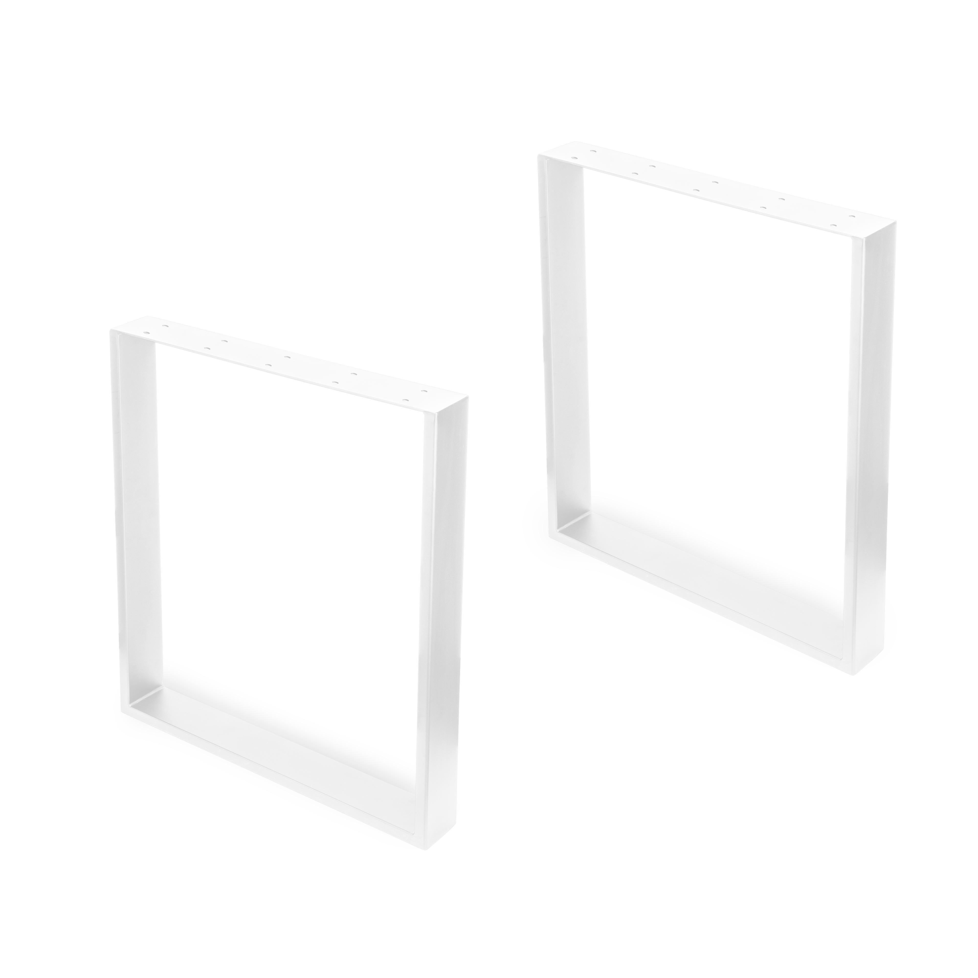 Juego de patas rectangulares square para mesa, ancho 600mm, acero, pintado blanco