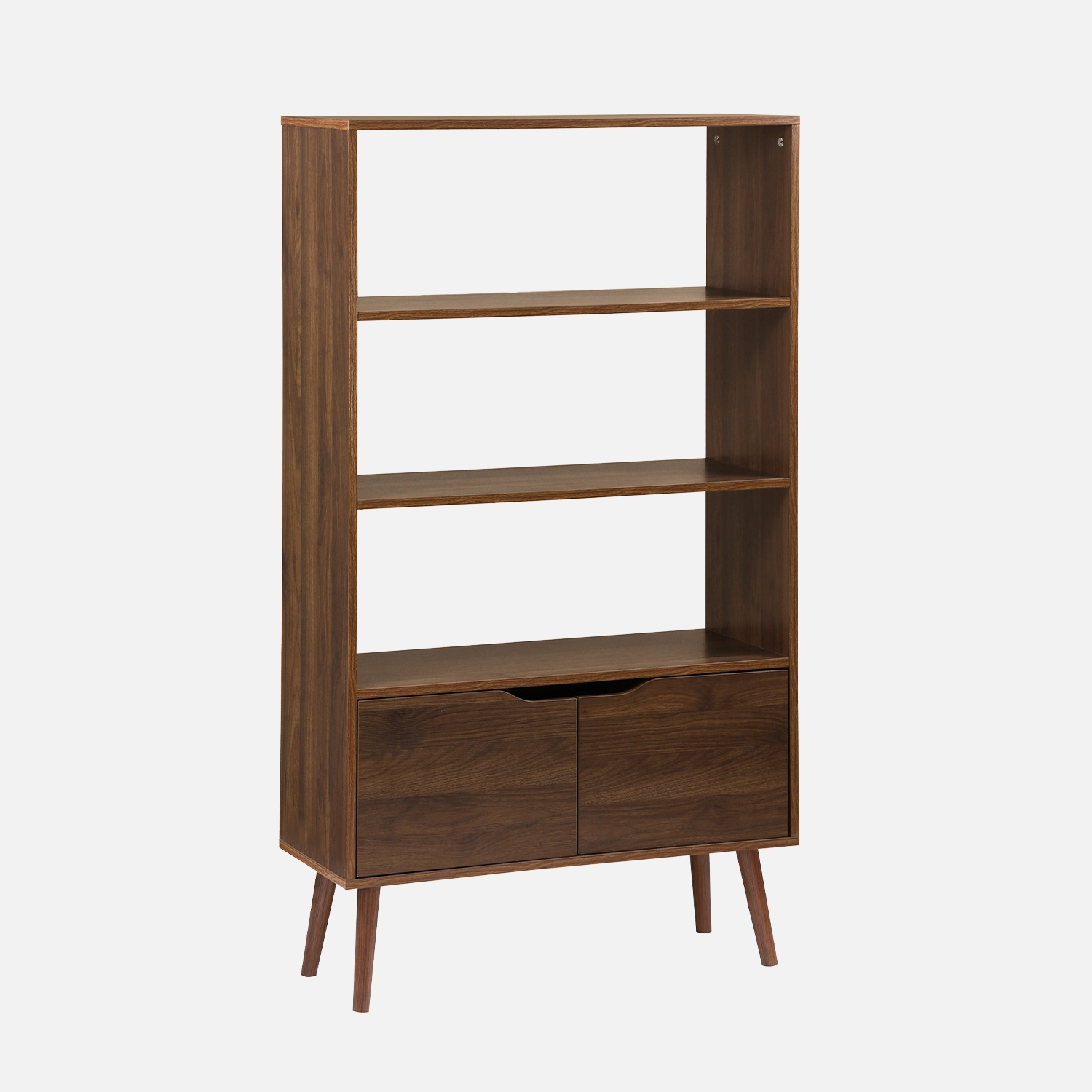 sweeek - Estantería efecto nogal, 2 puertas, 3 niveles , Nepal , 80x30x140