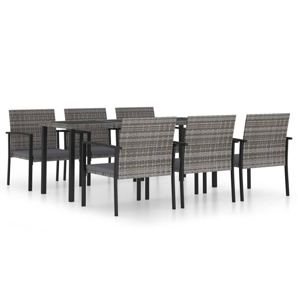 vidaXL Juego de comedor para jardín 7 piezas ratán sintético gris