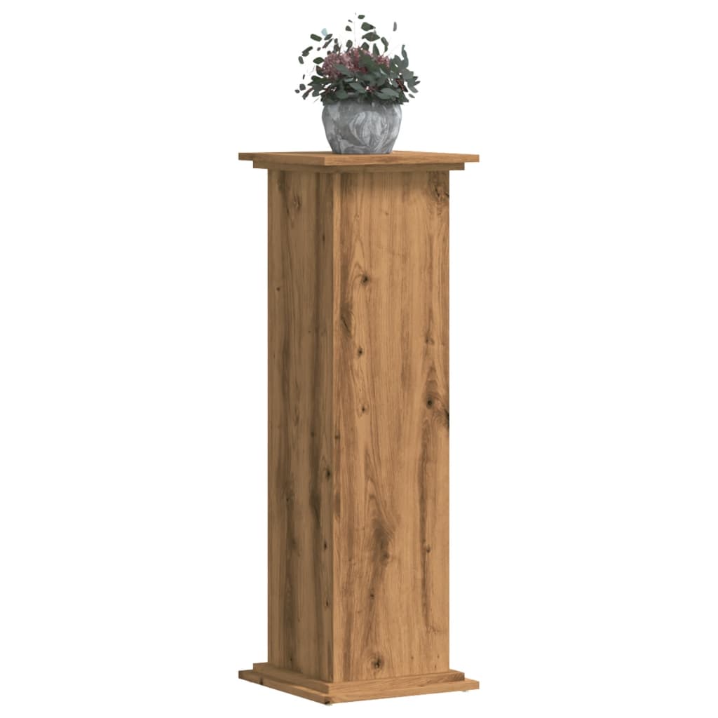 vidaXL Soportes de planta madera ingeniería roble artisian 33x33x100cm Color Roble,  Negro,  Madera antigua y mas