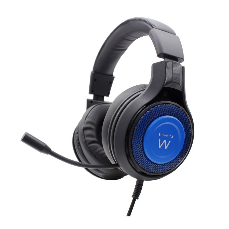 Ewent - PL3322 auricular y casco Auriculares Banda para cuello Conector de 3,5 mm Negro, Azul PL3322