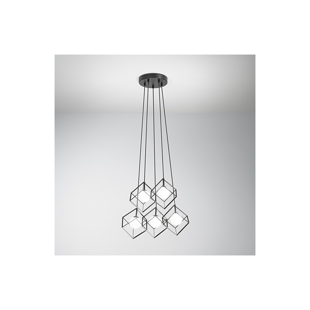Lámpara colgante metálica CUBE color negro mate Perenz - 5 lámparas G9