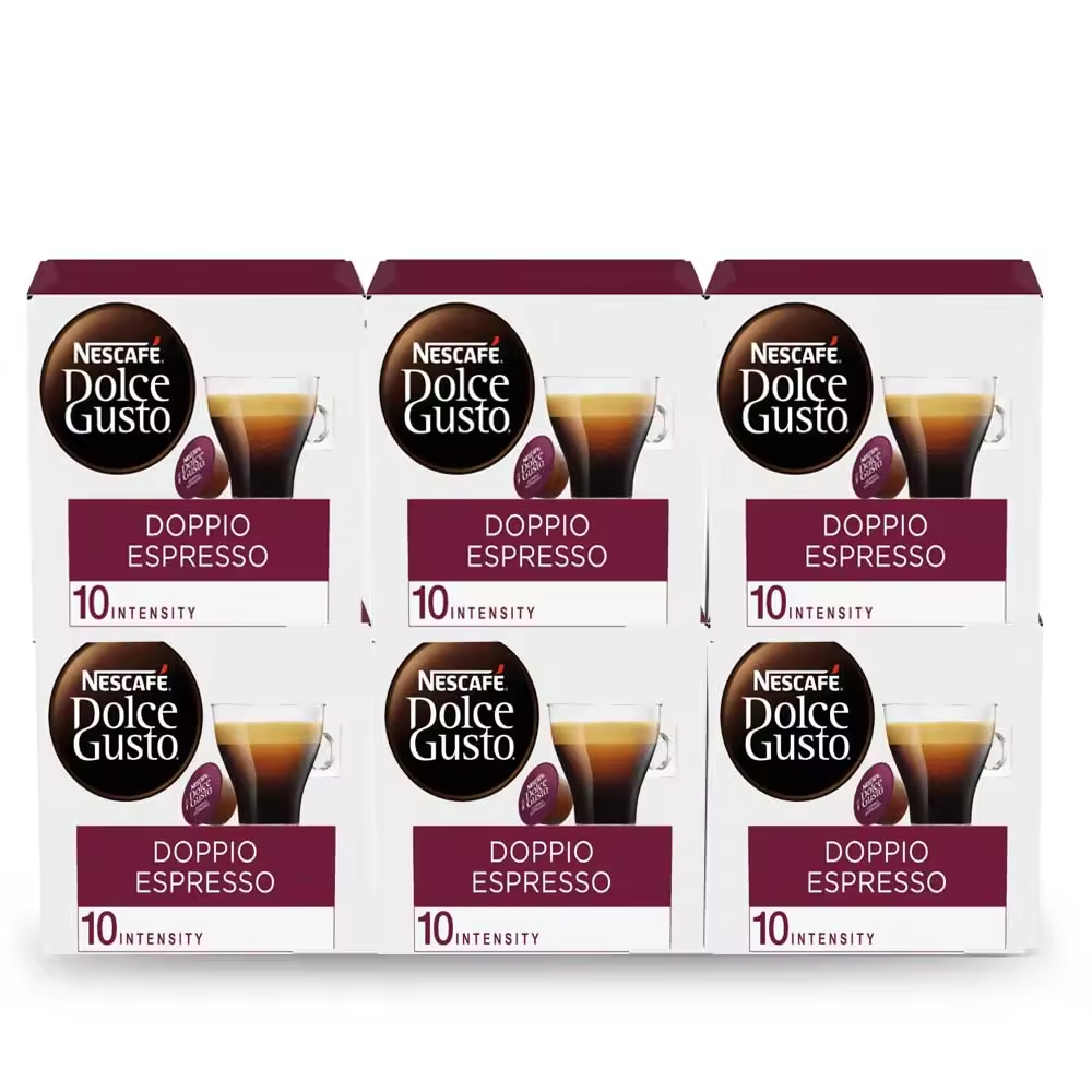 NESCAFÉ Dolce Gusto Espresso Doppio, 96 cápsulas, Intensidad 10, Café arábica y robusta (6 pack x 16)