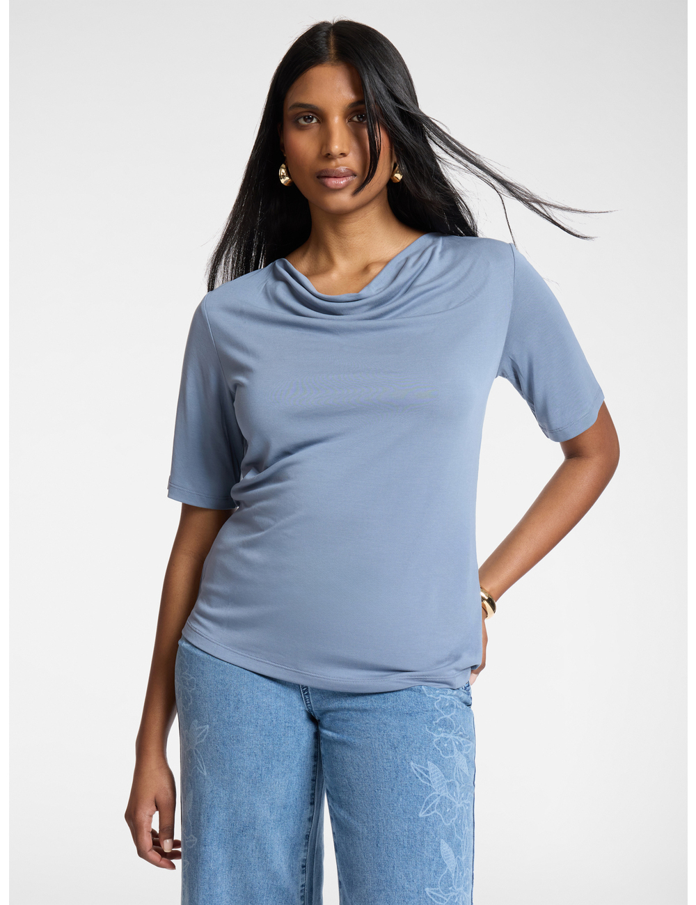 Elena Mirò - Camiseta con escote drapeado