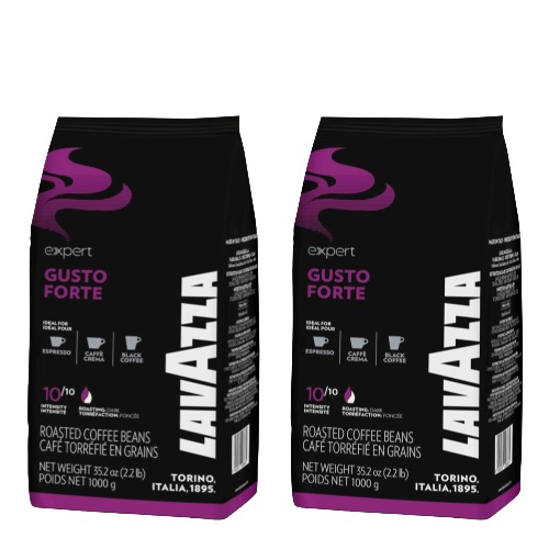 Café en Grano 1 Kg. Pack 2 unds. Lavazza FORTE - Aroma Intenso, Crema Consistente