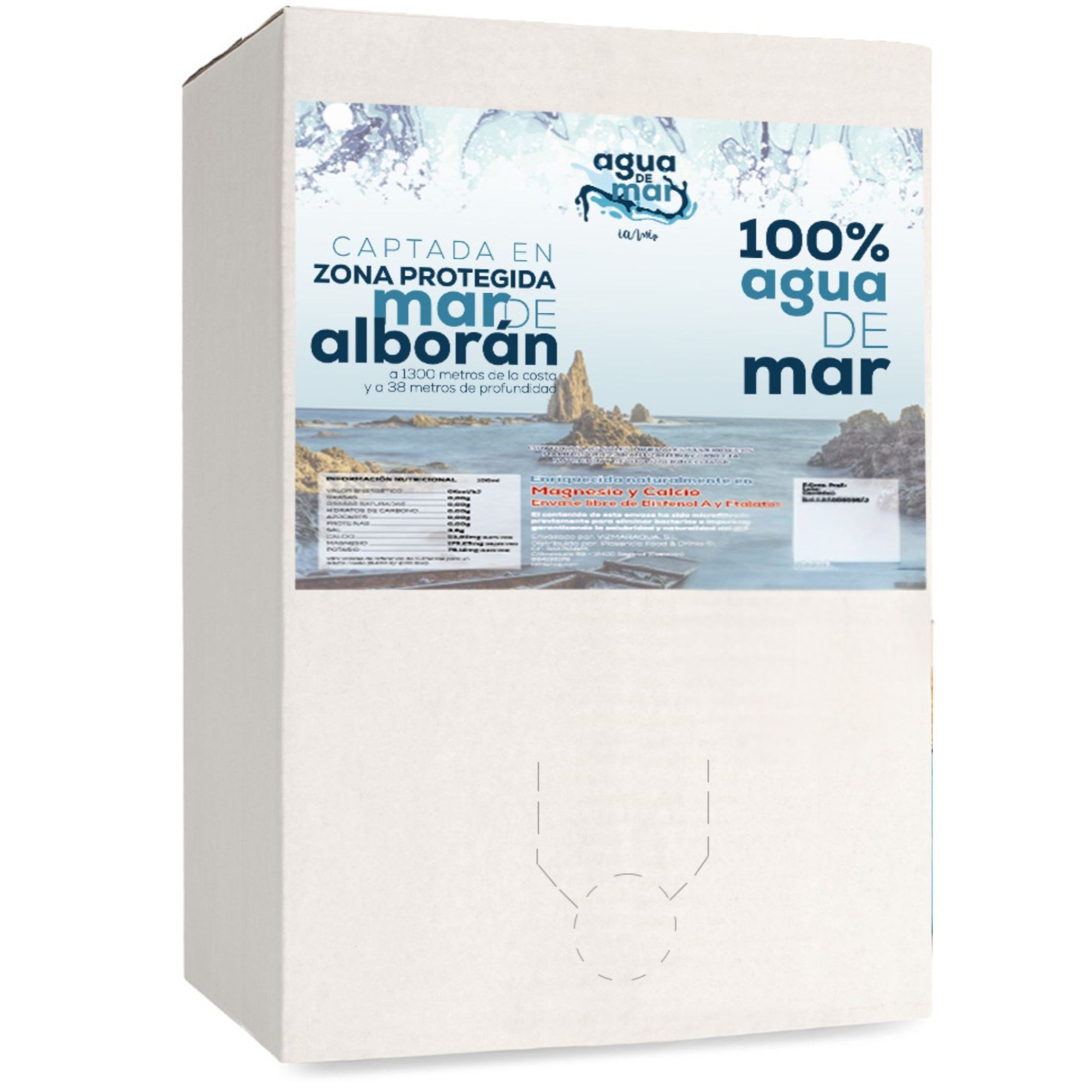 Agua de Mar 100% Hipertónica del Mar de Alborán - Formato de 5 o 10 Litros - Para Cocinar, Rica en Magnesio y Calcio - Microfiltrada - Alternativa Saludable a la Sal