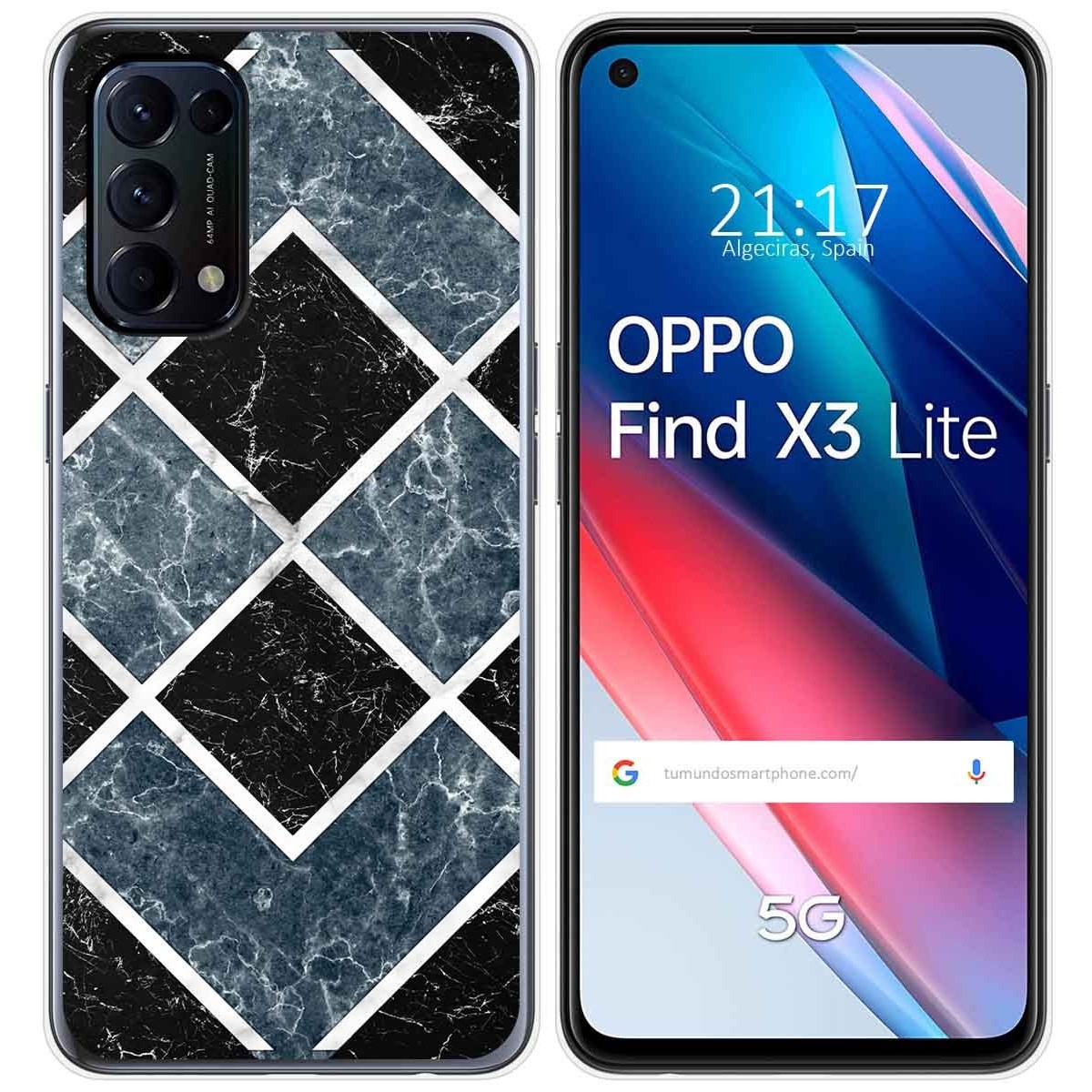 Tumundosmartphone Funda Gel Tpu para Oppo Find X3 Lite 5G diseño Mármol 06 Dibujos