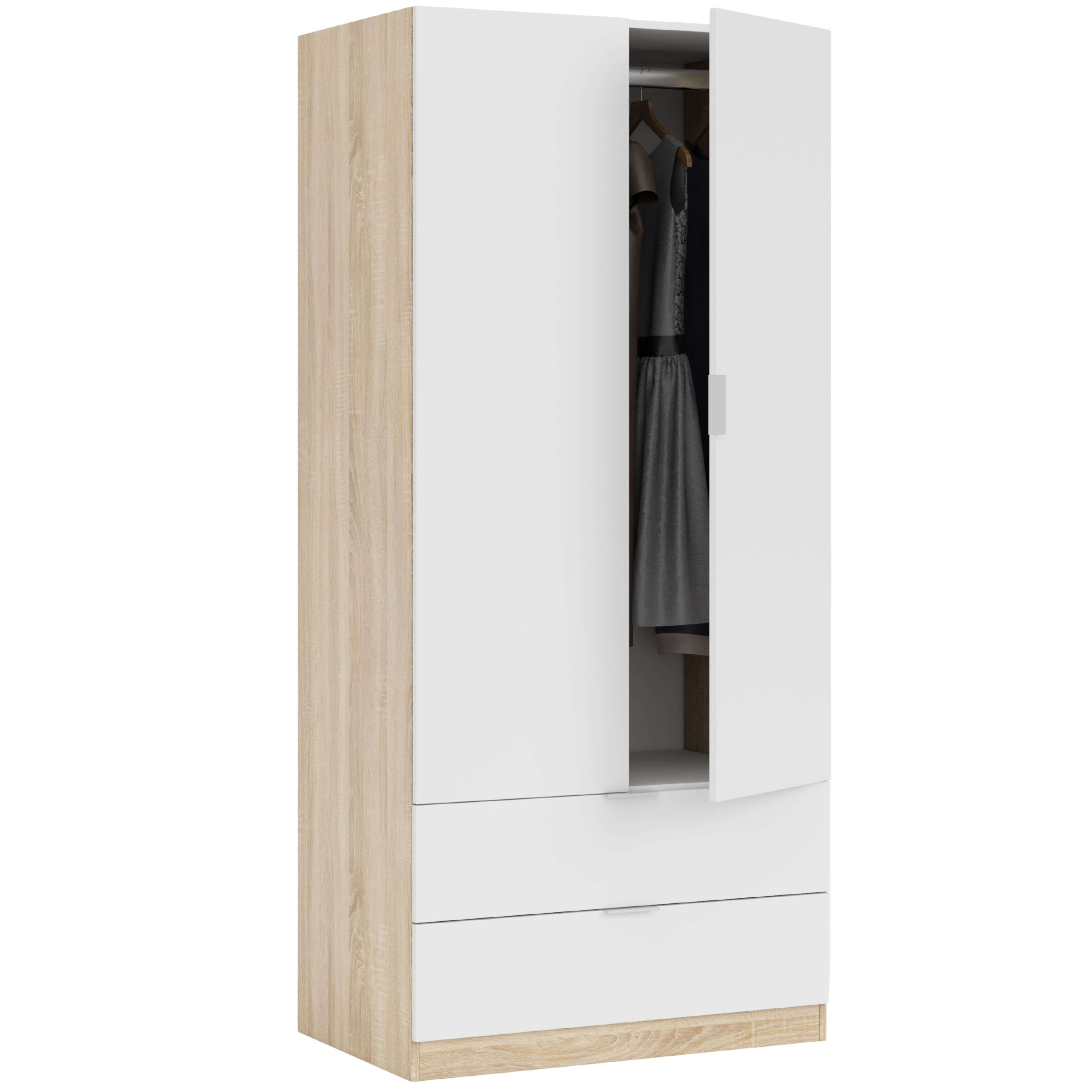 Miroytengo Armario Habitación Juvenil o Infantil Luca 2 puertas Color Roble Artesano y Blanco Mate 82x52x180 cm