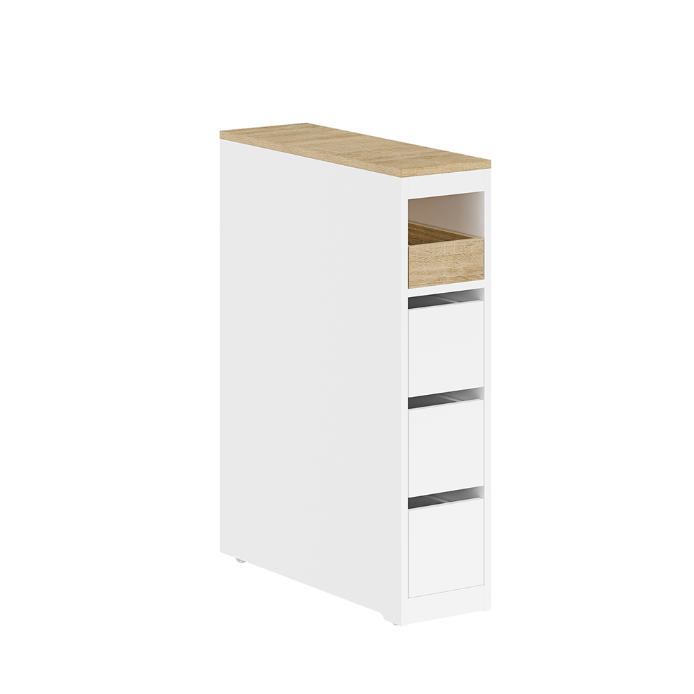 SoBuy Mueble auxiliar de baño blanco con 3 cajones y estante, 20x60x82,5 cm