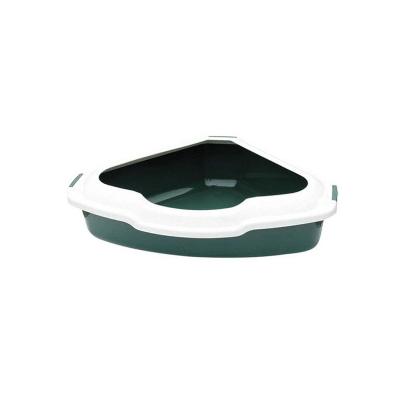 SUINGA Arenero Esquinero para Gatos con Borde Blanco, 56x43x16 cm, Arenero para Gatos, Aseo para Gatos