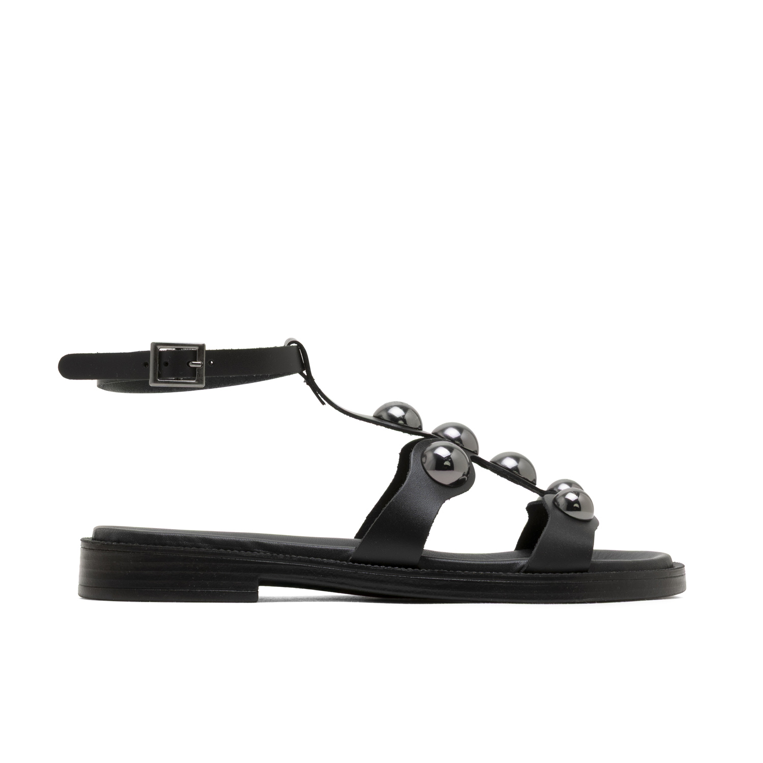 Sandalia de Serraje Negro Bianca con Cuña de 3cm, Plataforma de 2cm y Pala Troquelada - Estilo Cangrejera, Plantilla Acolchada de Piel para Máximo Confort, Suela Dentada Antideslizante para Mayor Esta