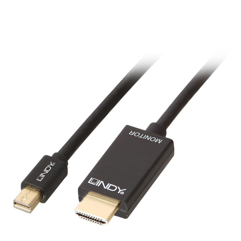 Lindy - 36928 adaptador de cable de vídeo 3 m Mini DisplayPort HDMI tipo A (Estándar) Negro 36928