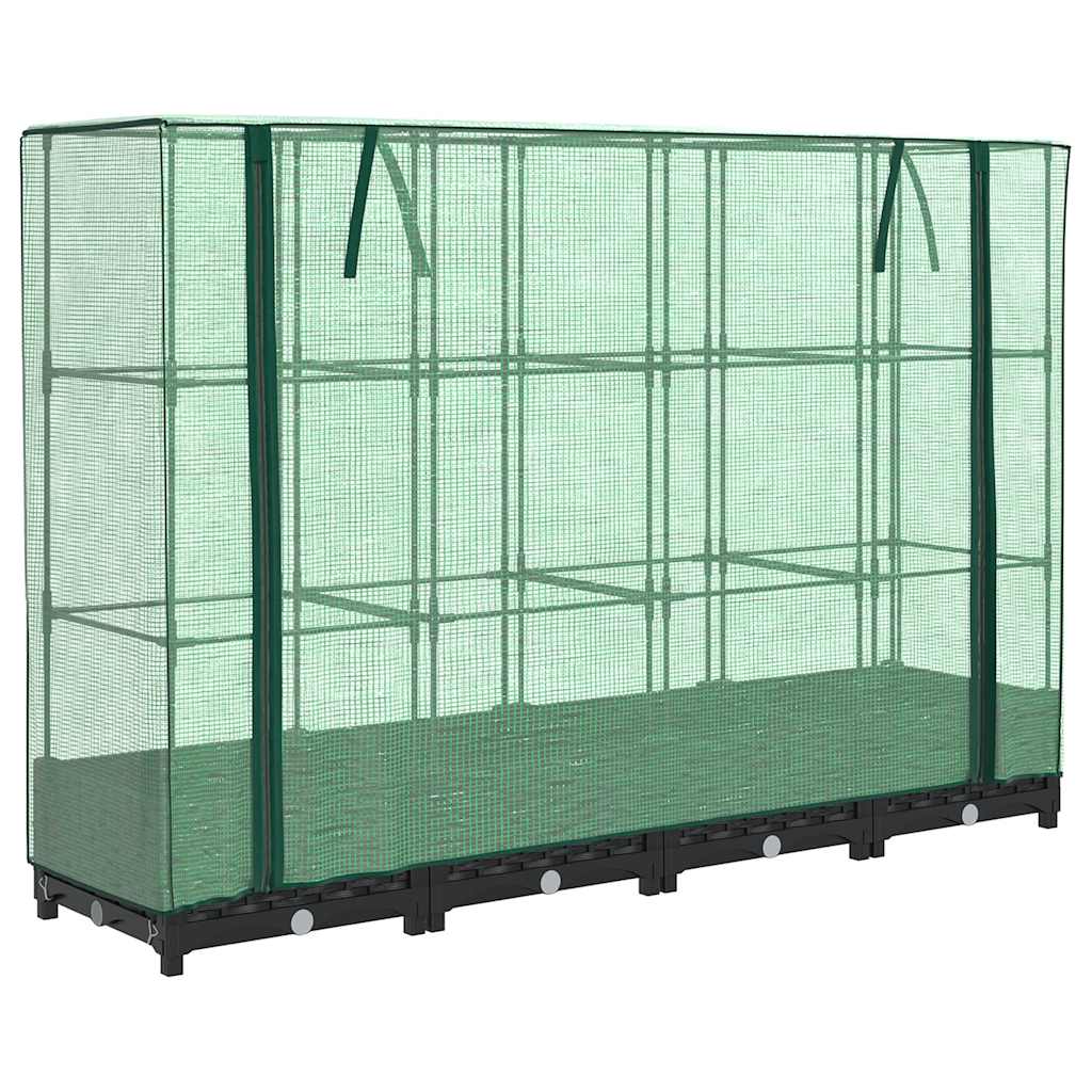 vidaXL Jardinera elevada con cubierta de invernadero aspecto ratán 160x40x123 cm