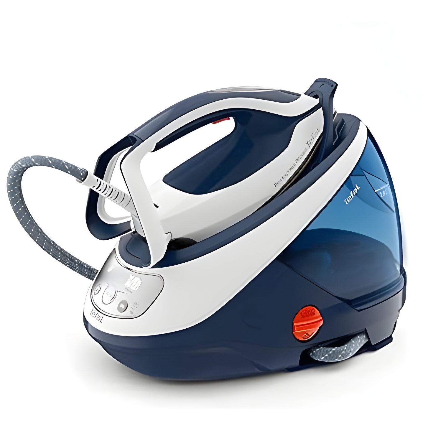 Tefal Pro Express Protect GV 9221 EO - Steam iron with fast heating feature, ceramic soleplate, and CE certificate for efficient ironing in blue and white color.